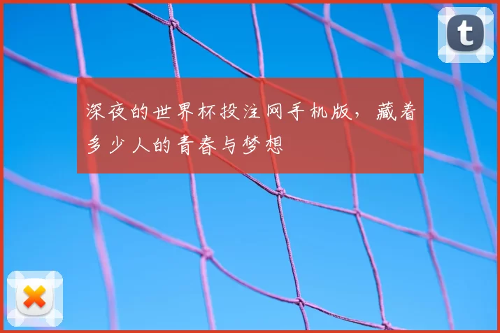 深夜的世界杯投注网手机版，藏着多少人的青春与梦想